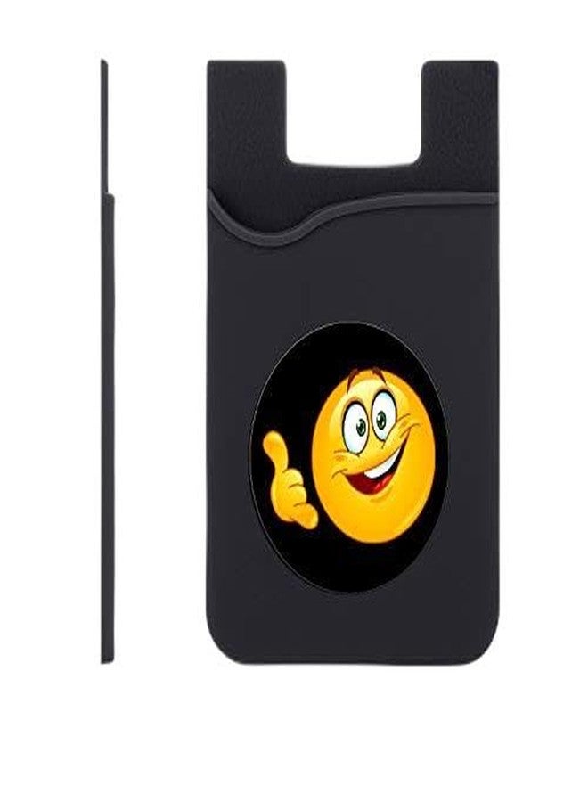 Plan To Gift Set of 3 Cell Phone Card Wallet, Silicone Phone Card Id Cash Wallet with 3M Adhesive Stick-on Call me Smily Printed Designer Mobile Wallet for Your Phone & Tablet - Image 1